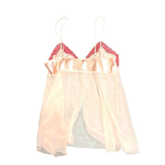 Y2K Babydoll Tank Woman's Size 16/18 Camisole Split Bodice Lace Satin Sleepwear - Picture 5 of 9